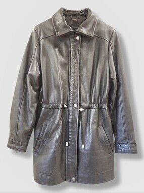 Vintage 90s Danier Black Leather Coat – Women’s S–M – Heavy Leather, unisex fit